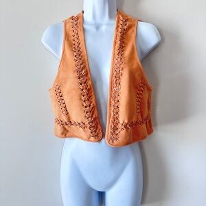 Tan Bolero Microsuede Braided Vest Size XS